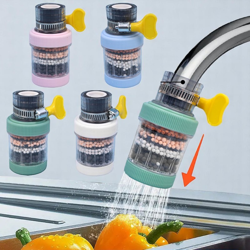 (4 pcs) Kitchen Water Filter 6 Layers Nozzle Filter 360 Degree Rotation