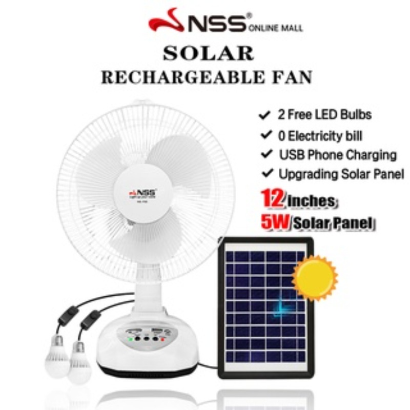 Rangs Solar Rechargeable Fan & LED Light Kit